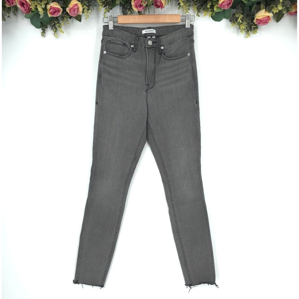 Good American Gray Straight Leg Good Waist Jeans Size 6/28